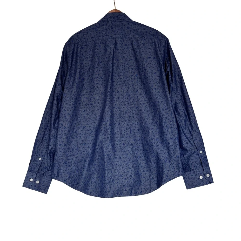 Banana Republic Soft Wash Mens Large Blue Floral Cotton Button Down Shirt L